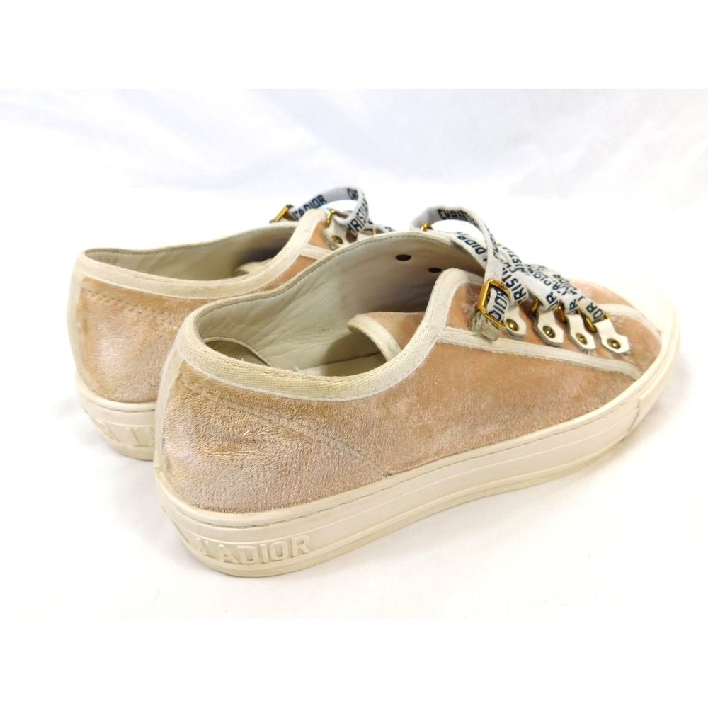 Christian Dior Peach Velvet Low Top Sneakers Walk 'N' Dior 38 - Picture 11 of 14